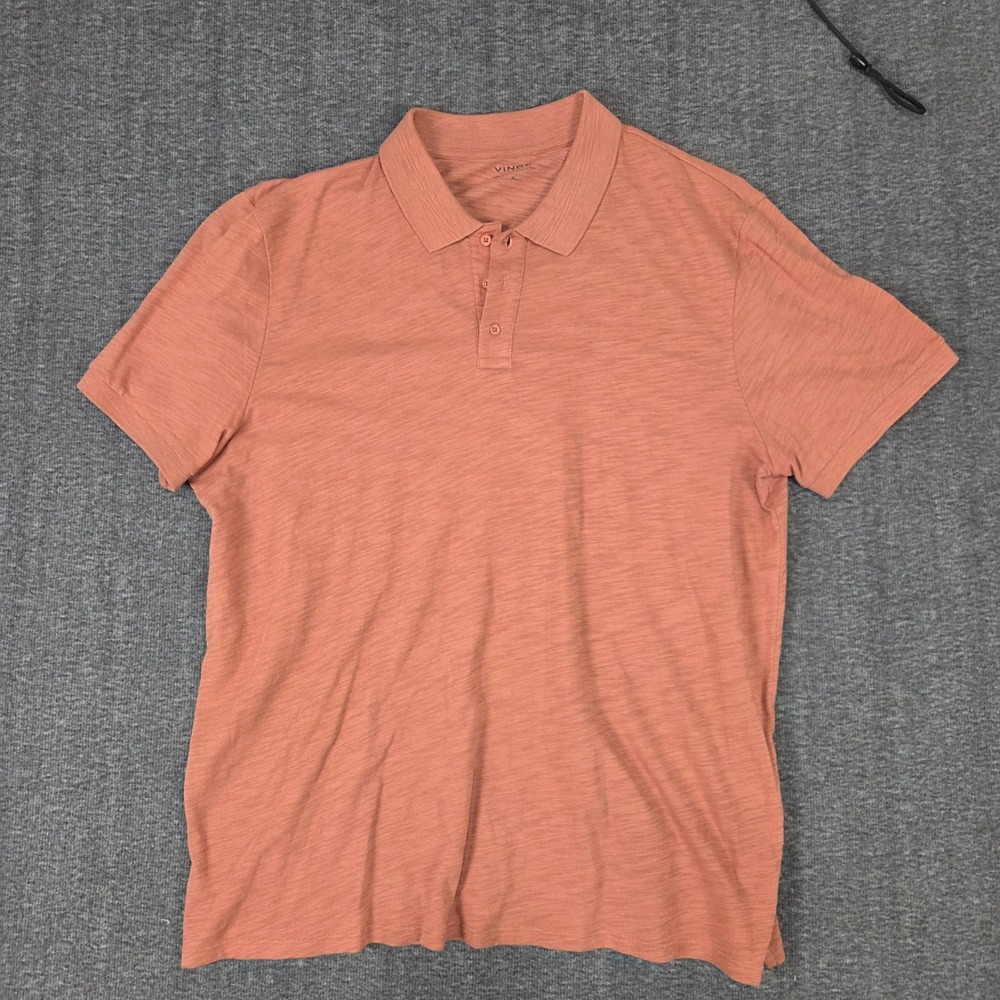 Vince Polo Shirt Mens XLCoral Textured Cotton Short Sleeve Casual Modern